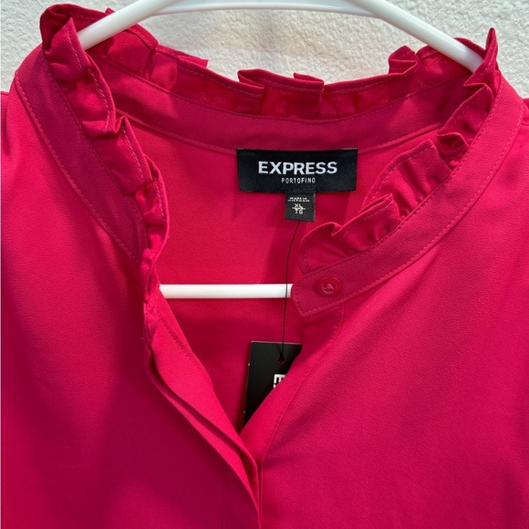 Express Pink Long Sleeve Blouse with Mandarin Collar - Picture 2 of 7